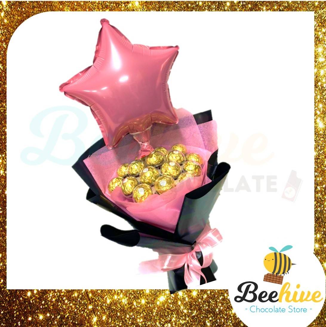 Beehive Chocolate Ferrero Rocher Black Pink Bouquet Gift Set